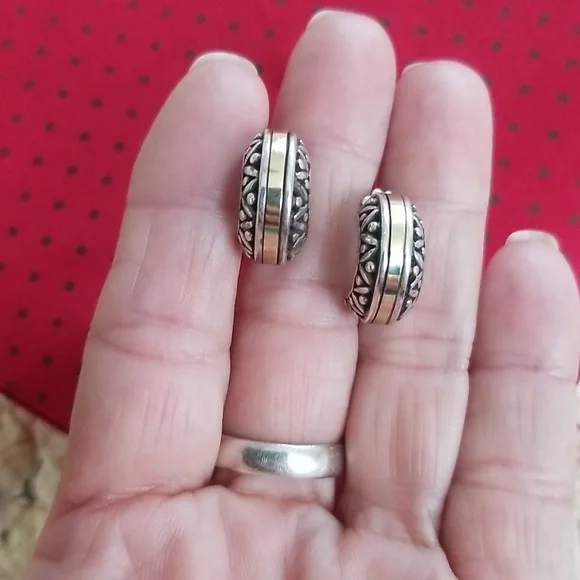 14k Gold & Sterling Silver Earrings - Picture 5 of 13